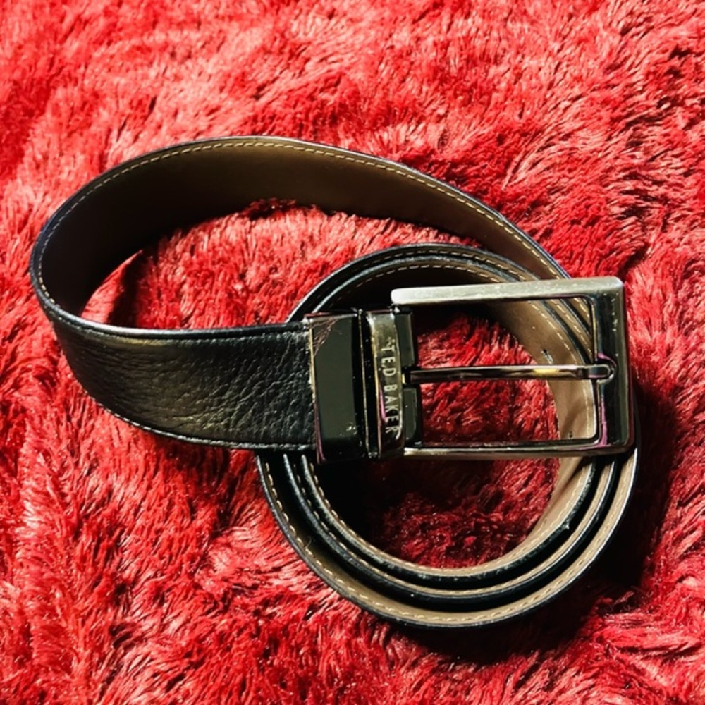 Ted Baker Unisex Reversible Black & Brown Leather Belt Size M